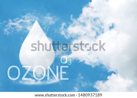 Clouds shaped like water drops of ozone on blue sky background.