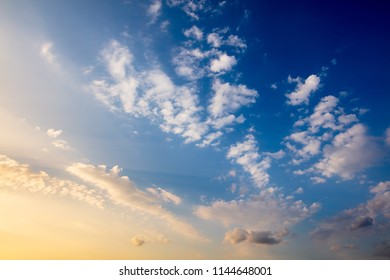 Clouds in the sky at sunset as background