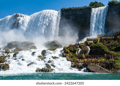 Clouds of splashes and falling water from Niagara Falls, Niagara State Park, USA