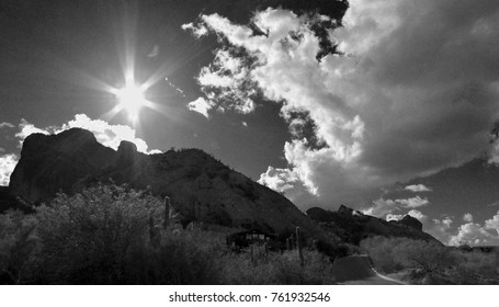 Clouds And Sun In Paradise Valley Az. Ansel Adams Style