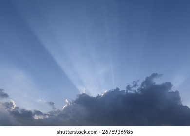 Clouds, sun rays through clouds,  summer sky, blue sky, clear weather - Powered by Shutterstock - Get 15% off with code: PIKWIZARD15