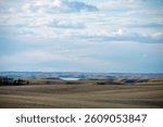 Clouds towering over farm fields North Dakota 