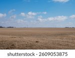 Clouds towering over farm fields North Dakota 