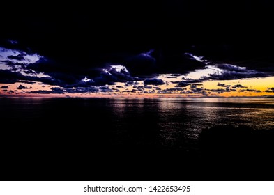 Cloudscape, Colored Clouds at Sunset near the Ocean