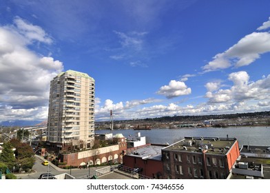 Cloudscape With Fraser River In New Westminster, BC