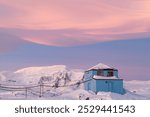 Cloudscape with rare Nacreous clouds at sunset in Antarctica. Sky with mother of pearl clouds