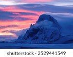 Cloudscape with rare Nacreous clouds at sunset in Antarctica. Sky with mother of pearl clouds