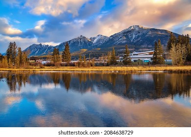 Cloudscape Reflections Over Canmore Mountains