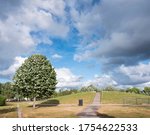 cloudy blue sky over griftpark in city of utrecht