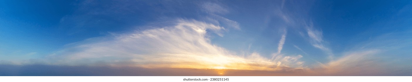 Cloudy Cloudscape during dramtic everning on the West Coast of Pacific Ocean. British Columbia, Canada. Sunset Sky. Panorama