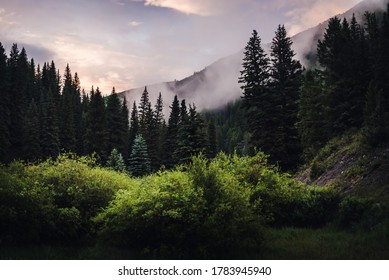 Cloudy Colorado Mountain Scenery During Sunset. 