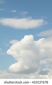 Cloudy cumulus, medium, high in the blue sky background