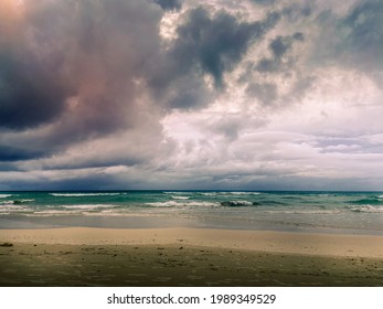 a cloudy day at the beach