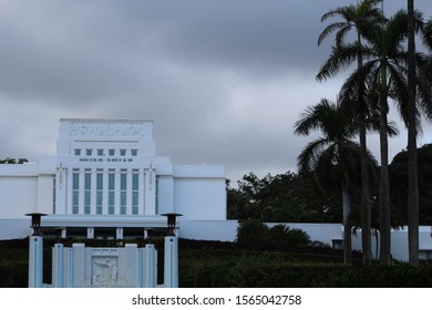 Cloudy Day At The Laie, Hawaii LDS Temple