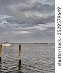 Cloudy day in Oakdale, New York at the Great South Bay.