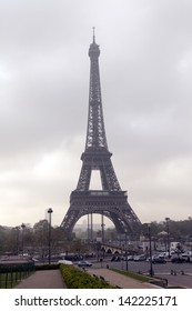 Cloudy day in Paris. Eiffel Tower
