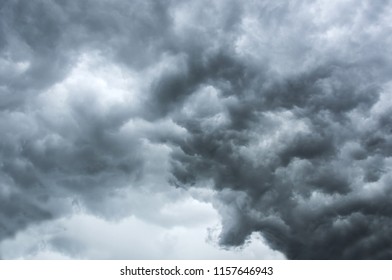 Cloudy dramatic dark gray stormy sky. Concept of danger presentiment - Shutterstock ID 1157646943