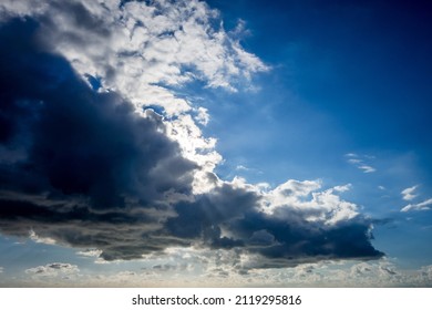 Cloudy dramatic sky at sunset. Background landscape