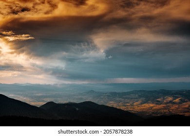 Cloudy Golden Sunset Over Rogue Valley Oregon