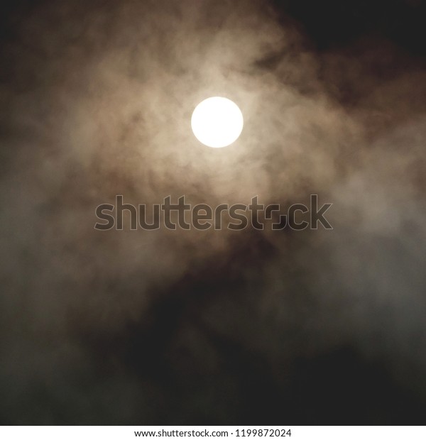 Cloudy moon made in\
blurred background