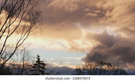 Cloudy Morning Sky During Golden Sunrise Time Lapse