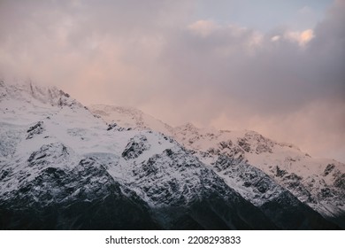 Cloudy Mountains At Mt Cook, NZ