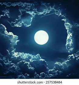 Cloudy Night Sky With Moon