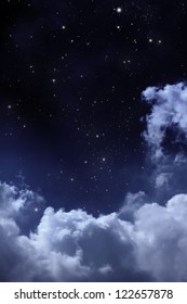 Cloudy Night Sky With Stars