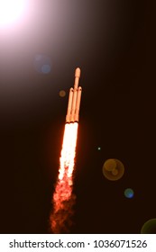 Cloudy rocket launch. The elements of this image furnished by NASA.