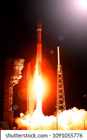 Cloudy rocket launch. The elements of this image furnished by NASA.