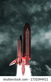 Cloudy rocket launch. The elements of this image furnished by NASA.