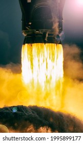 Cloudy rocket launch. The elements of this image furnished by NASA.