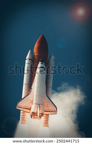 Cloudy rocket launch. The elements of this image furnished by NASA.