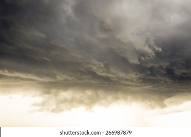 Cloudy Sky Full Of Deep Grey Clouds. Storm Cloud