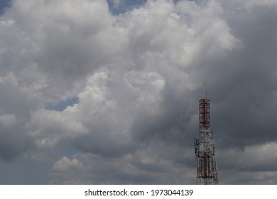 cloudy in the sky with network tower