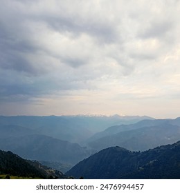 Cloudy Sky Over Distant Mountain Range