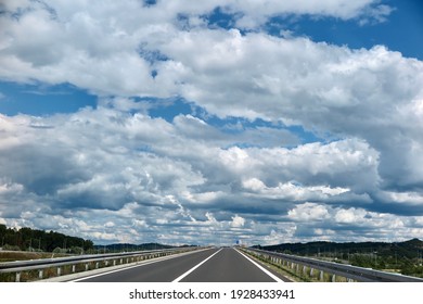 A Cloudy Sky Over Highway In Hrvatsko Zagorje, Croatia