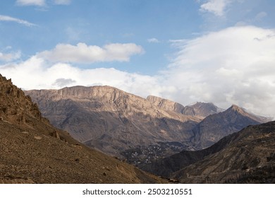 Cloudy sky over mountain range landscape