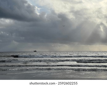 Cloudy Sky Over Ocean - Dramatic Stormy Seascape.