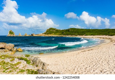 Cloudy Sky Over Pointe Des Châteaux Beach In Saint-Francois, Guadeloupe, French West-Indies