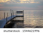 Cloudy sky over a small dock in Sister Bay in Door County, Wisconsin
