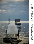 Cloudy sky over a small dock in Sister Bay in Door County, Wisconsin