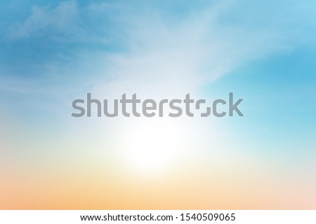 Cloudy sky with pastel gradient color, Natural landscape, Background of colorful sky concept, nature abstract background