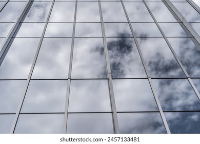 Cloudy Sky Reflection on Skyscraper Buildings Background Textures
