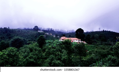 cloudy sky and scenic landscape of palani hills in morning, kodaikanal hill station in tamilnadu, india.