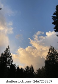 A cloudy sky with the sun shining down