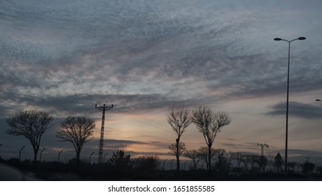 cloudy sky at sunset time