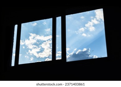 Cloudy Sky View Through Window Silhouette