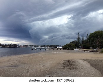 Cloudy Storm Coming On The Clarence River Australia