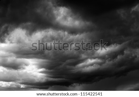 Cloudy stormy black and white dramatic sky background